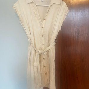Linen, Buttoned Dress with Front Tie